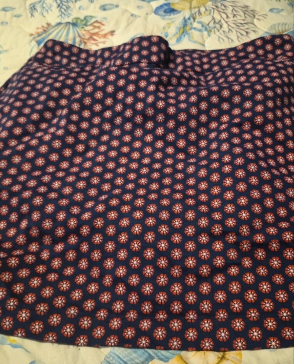 Navy Floral-Print Circle Skater Skirt